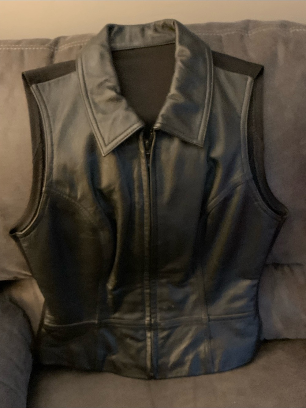 Wilsons Leather Black Sleeveless Zip-Front Leather Vest